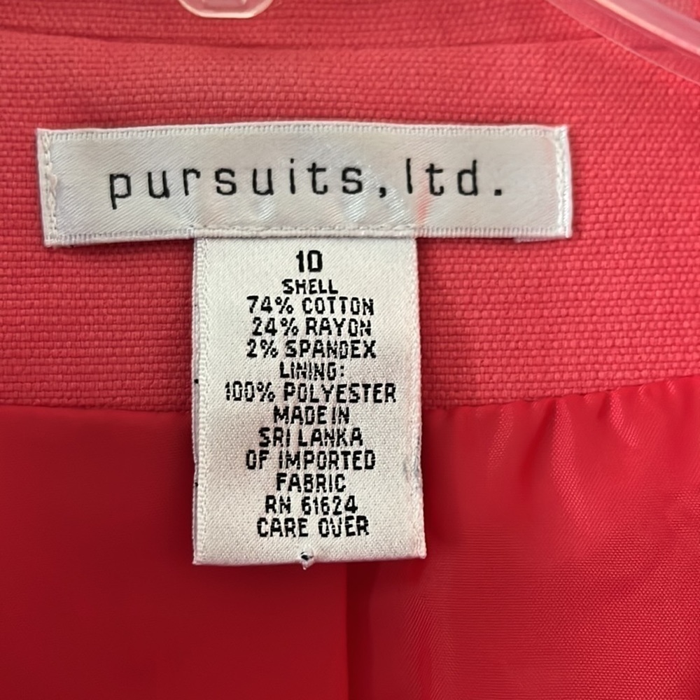 Pursuits, ltd coral 3/4 sleeved jacket. Size 10. - Picture 3 of 8
